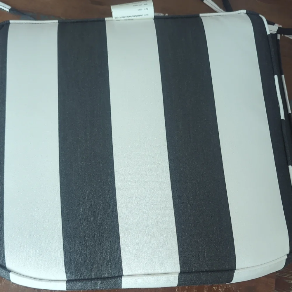 Striped Black and White Outdoor Cushions Set Of 2 Cabana Classic - Picture 3 of 4